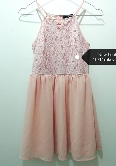 Ružové slávnostné šaty s čipkou, new look,146
