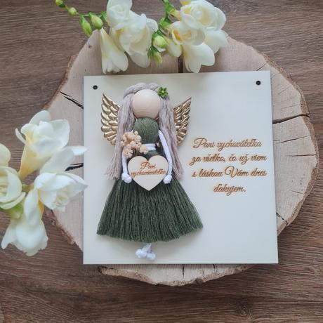 Tabuľka pre pani učiteľku, vychovávateľku makrame, 