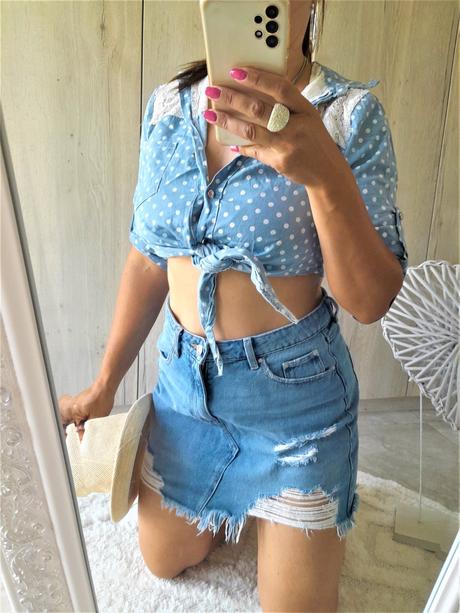 Crop top blúzka na zaväzovanie-s/m, s