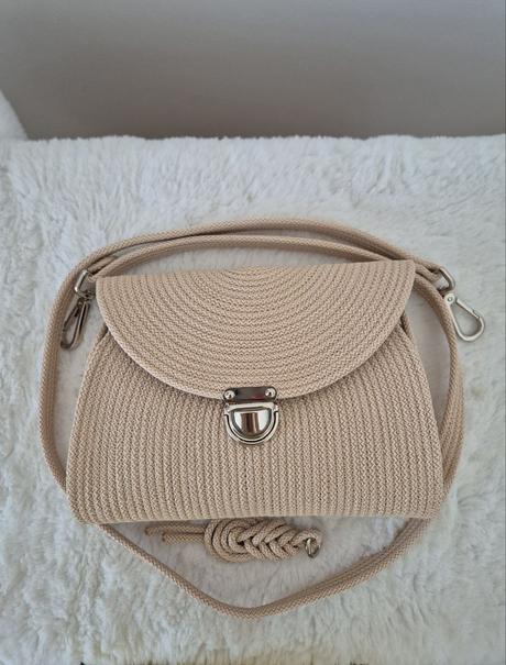Handmade béžová kabelka 2 v 1,