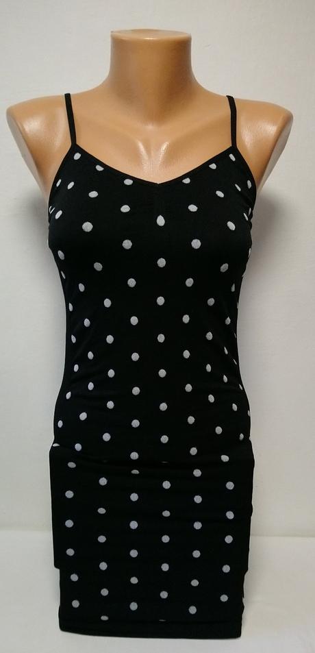 Dámsky čierny elastický top s bodkami, xs