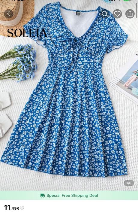 Modré šaty s kvetinami, m