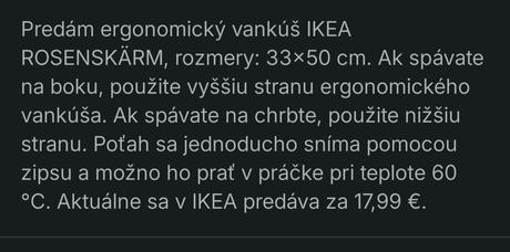 Ergonomický vankúš ikea, šírka (cm): 30,dĺžka (cm): 50
