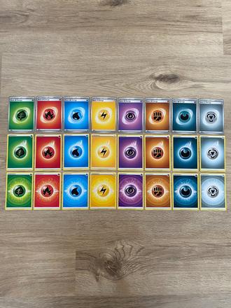 Pokémon kartičky 3 druhov energií, obyčajné,