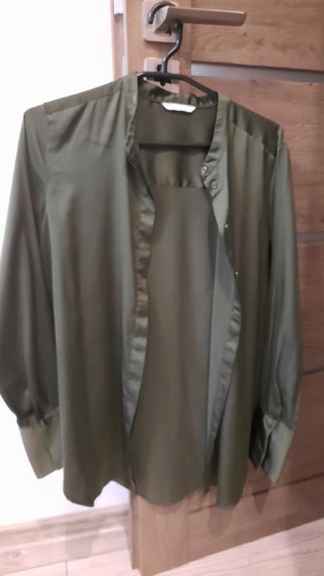 Zelená saténová košeľa - 36, h&m,36