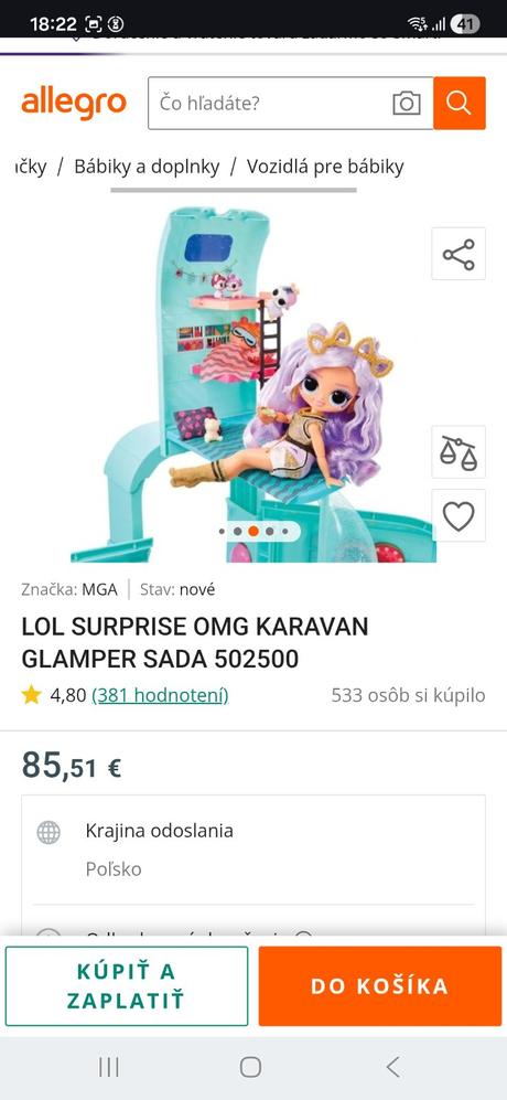 Lol bábika karavan auto  lol surprise, 
