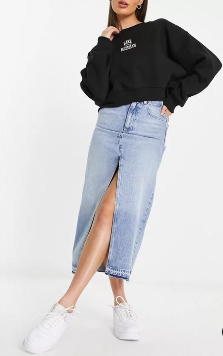 Midi riflova sukna, pull&bear,m