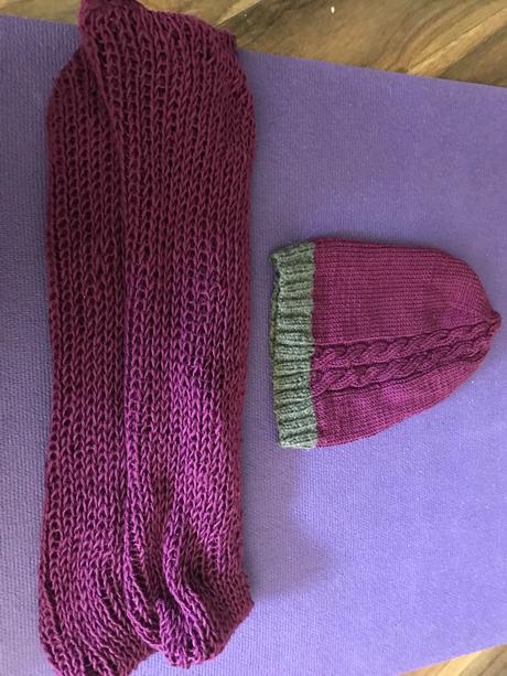 Pletený set čiapka + nekonecný šál, m