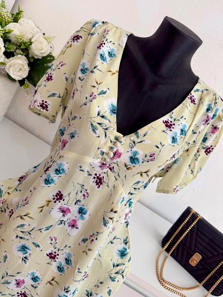 Mango viskózové kvetinové šaty romantický štýl, mango,l