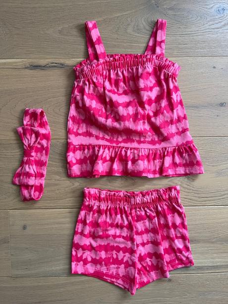 Batikovaný, magenta komplet s čelenkou, f&f,80