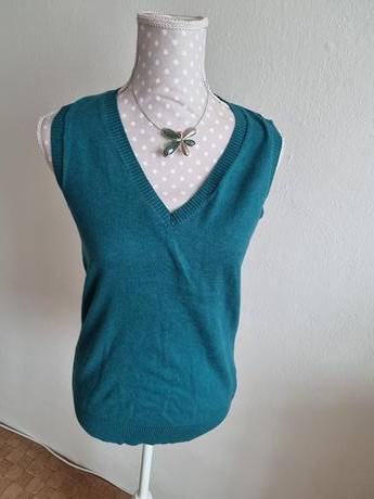 Tyrkysová pletená vesta 38, 38