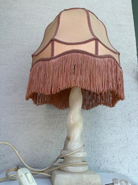 Vintage uzasna lampa stolova cca 55cm s kamenym p,