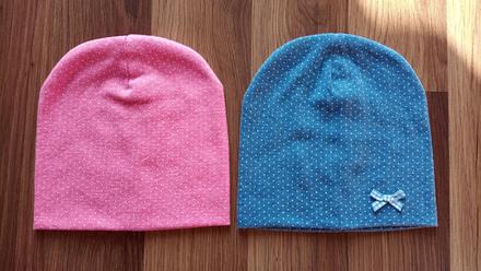 Čiapky 2ks dvojvrstvové s bodkami, 74 / 80 / 86