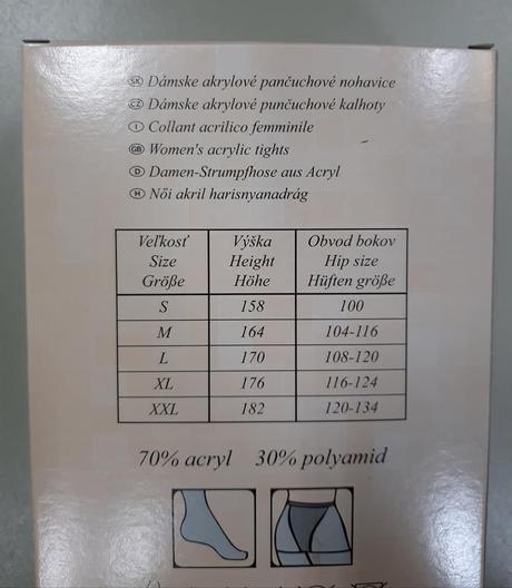 Dámske akrylové pančuchy 100den, l / m / s / xl / xxl