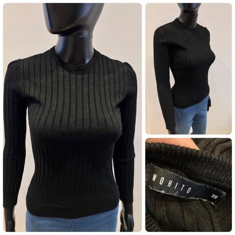 Dámsky sveter rebrovaný čierny mohito (xs), mohito,xs