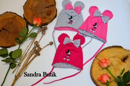 Detská čiapočka mickey s uškami obvod 38 - 42 cm, 56 - 98