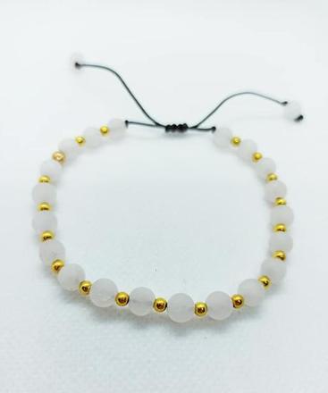 Náramok achát biely matný bruseny 6mm,