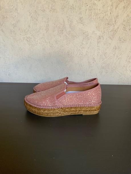 Gaimo ružové espadrilky flitrovane na platforme, 36