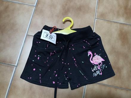 Detské kraťasy s plameniakom čierne, 92 - 158