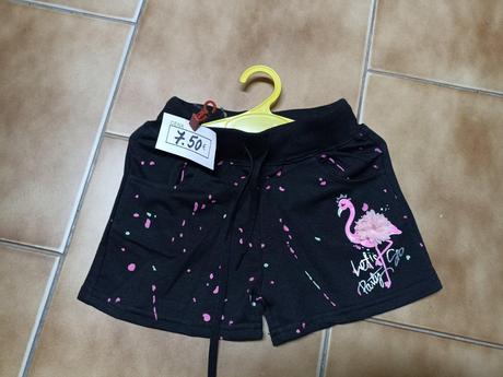 Detské kraťasy s plameniakom čierne, 92 - 158