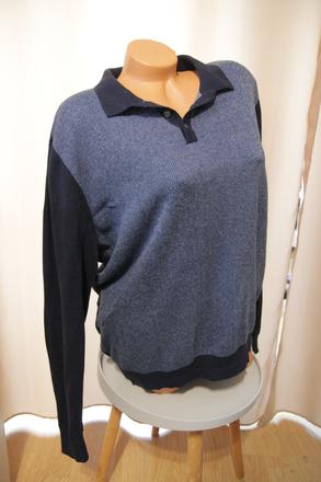 Bavlnený modrý pletený sveter, xxl, xxl