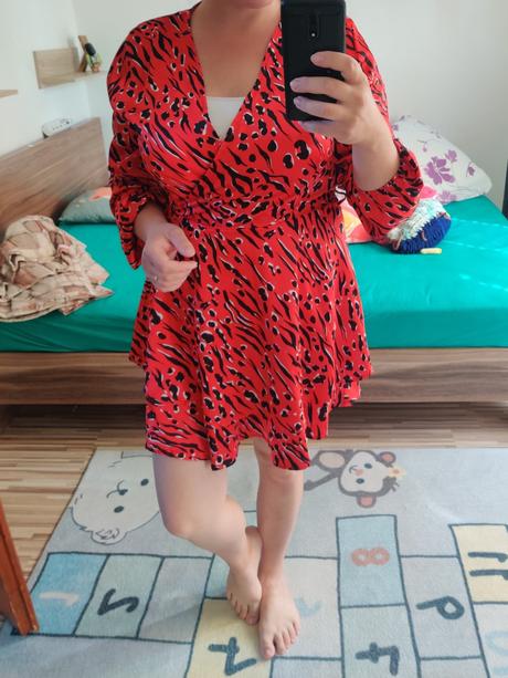 Dámske červené šaty na zips, 44