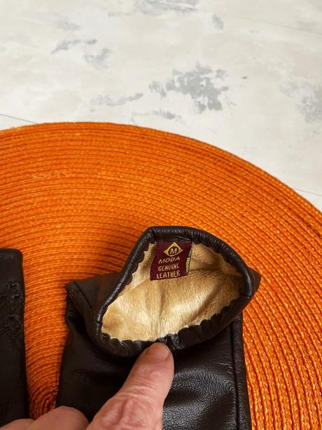 Zateplené kožené rukavice, l