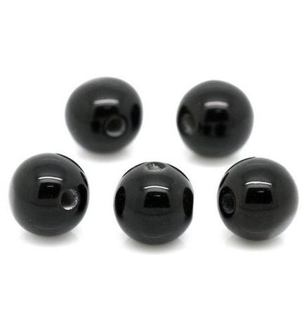 Korálky čierne lesklé 8 mm,