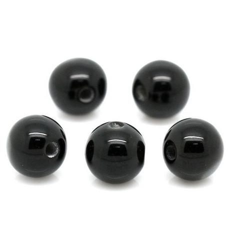 Korálky čierne lesklé 8 mm, 