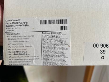 Strieborné tenisky z pravej kože 39, 39