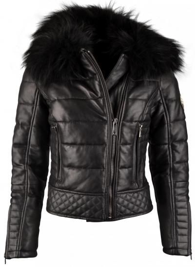 Luxusná kožená biker bunda nickelson s kožušinou, l