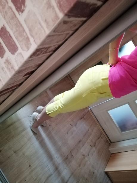 Neónové žlté 3/4 nohavice, veľkosť m, m