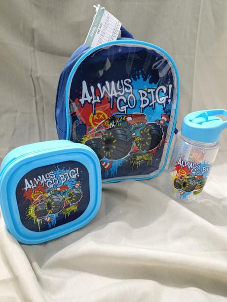 Hotwheels chlapčenský ruksak s fľaškou a obedarom, sinsay