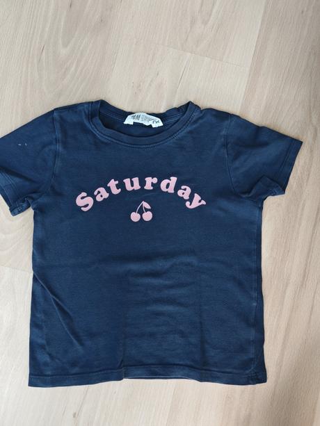 Modré tričko h&m 110, ale sadne už od 92 do 116 re, h&m,110
