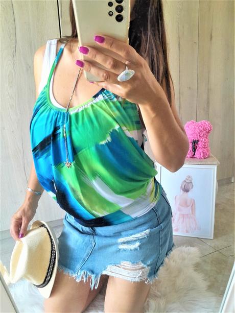 Zelenobiely top 2 in 1-m, m