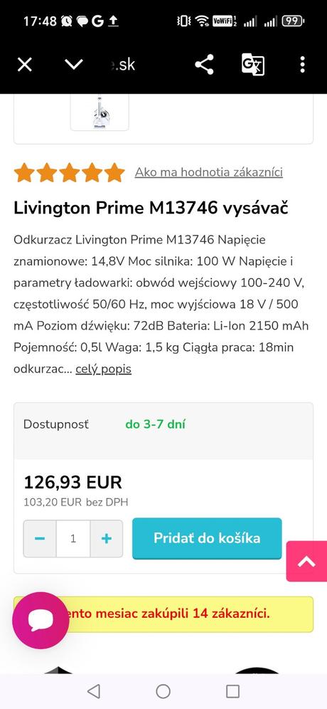 Ručný vysávač livington 3v1,