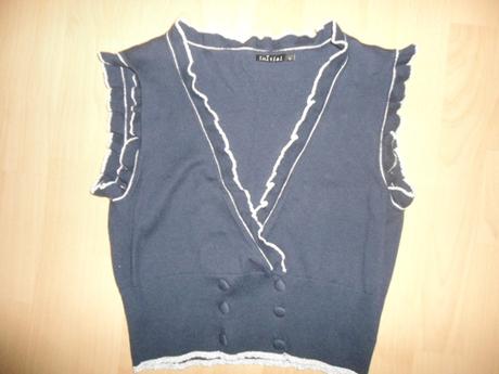 Tmavomodra tenka elasticka vesta - strieborny lem, l