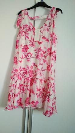 Letné kvetinové bielo-ružové dámske šaty, xl