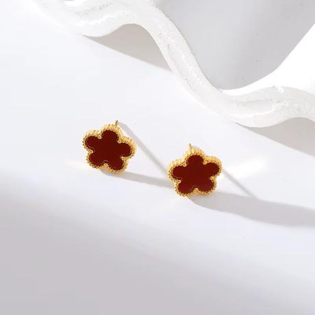 Náušnice z chirurgickej ocele červený kvet, 