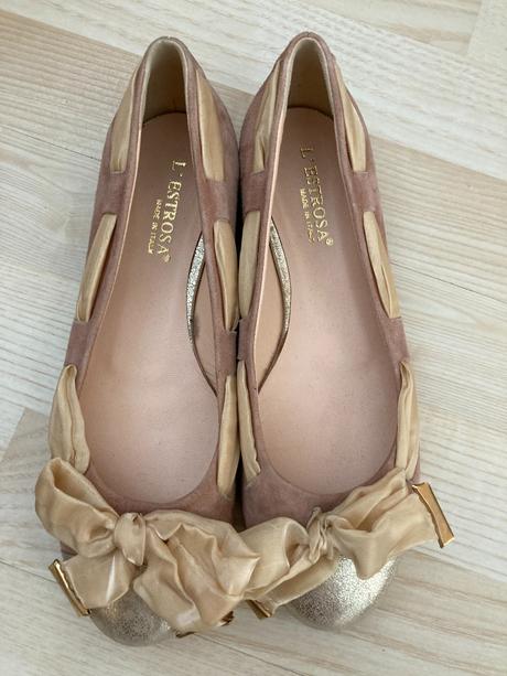 Talianske kožené baleríny s mašličkou léstrosa, 37