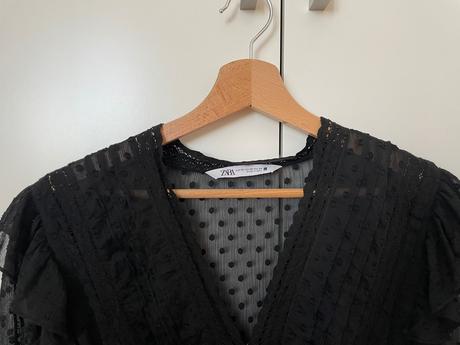 Zara čierna priesvitná bodkovana blúzka xs, zara,xs