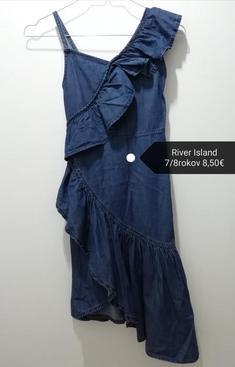 Bavlnené rifľové šaty s volánikmi, river island,128