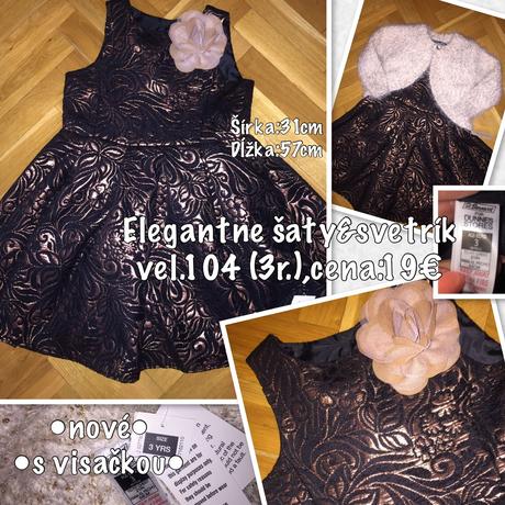 Slávnostné šaty so zlatou aplikáciou nové, 104