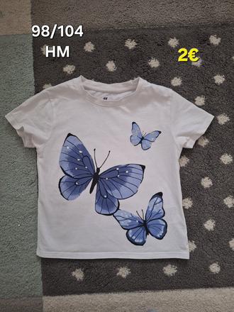 Kratke tricko motyliky 98/104, h&m,104