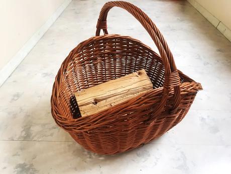 Veľký prútený kôš na drevo/ ku krbu, 