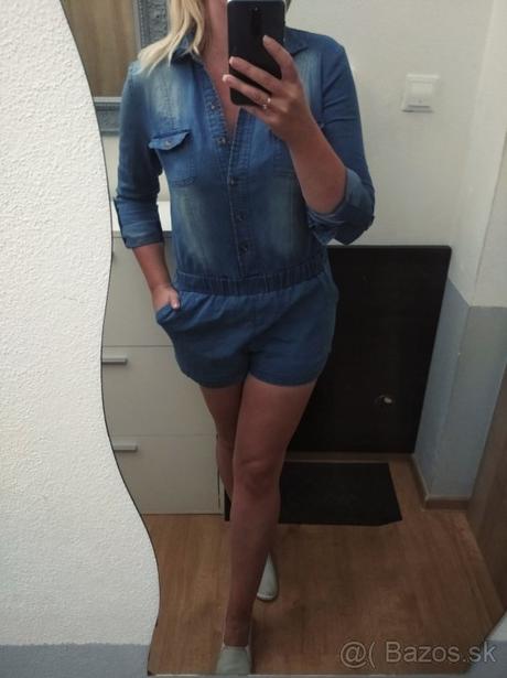 Štýlový kraťasovy dámsky overal, m