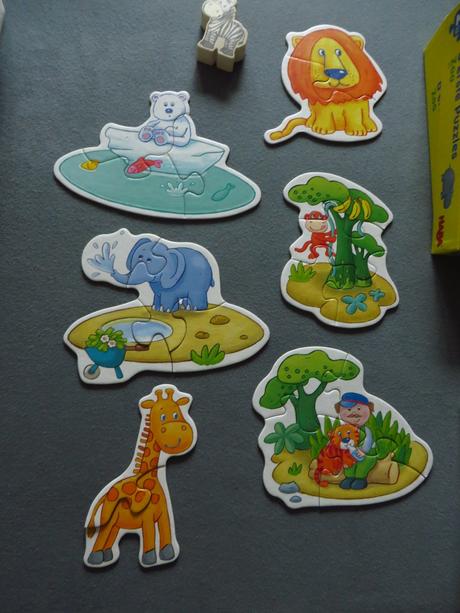 Prvé puzzle na učenie + drevená postavička zebry,