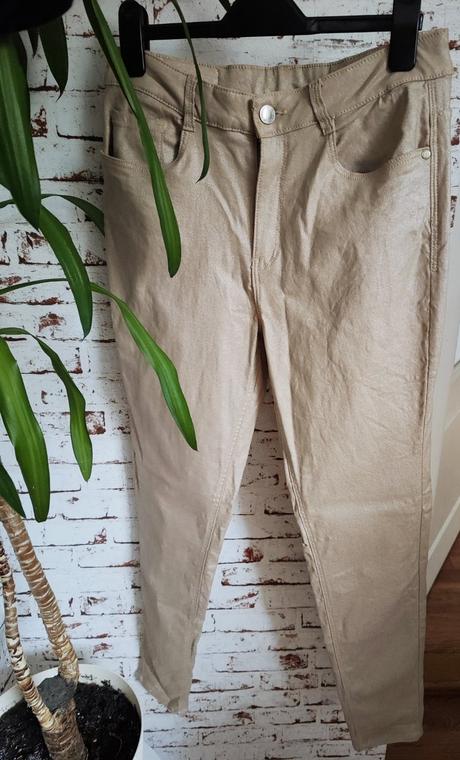 Elastické nohavice champagne farby, xl