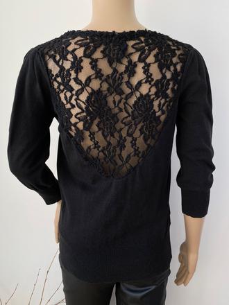 Sveter s háčkovaným chrbátom, mango,m