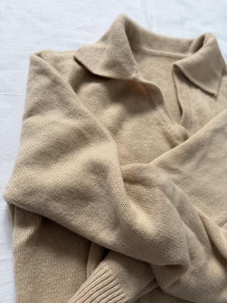 Luxusný sveter zo kašmíru klasický polo golier, m